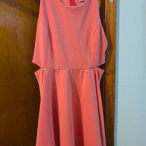 Coral/Pink Fit and Flare Cutout dress,  XL
